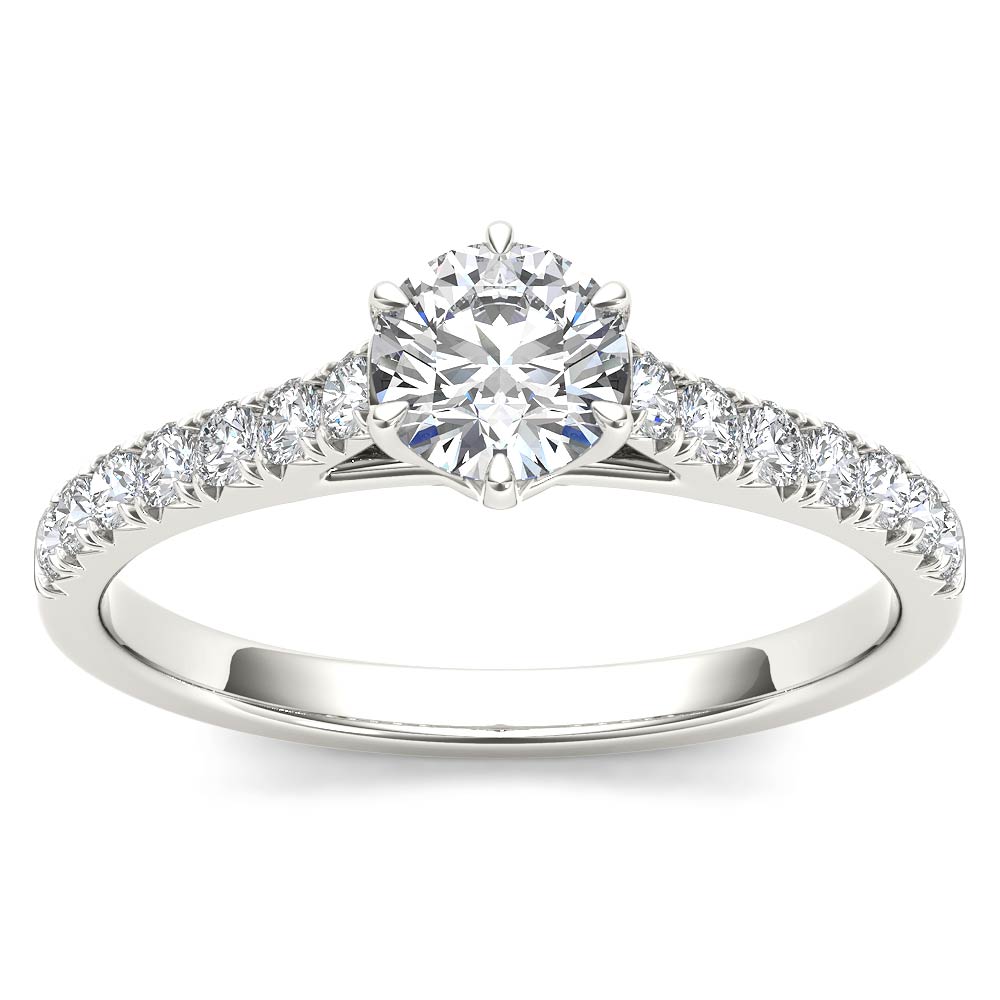 Amouria 14k White Gold 3/4 Ct Round Cut Diamond Solitaire Classic Engagement Ring (HI, I2)