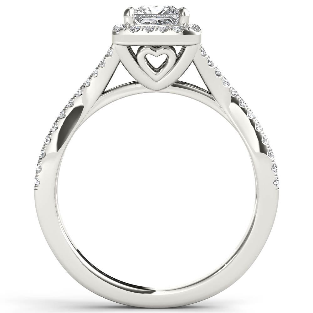 Amouria 14k White Gold 1 Ct Princess Cut Diamond Split Shank Halo Engagement Ring (HI, I2)