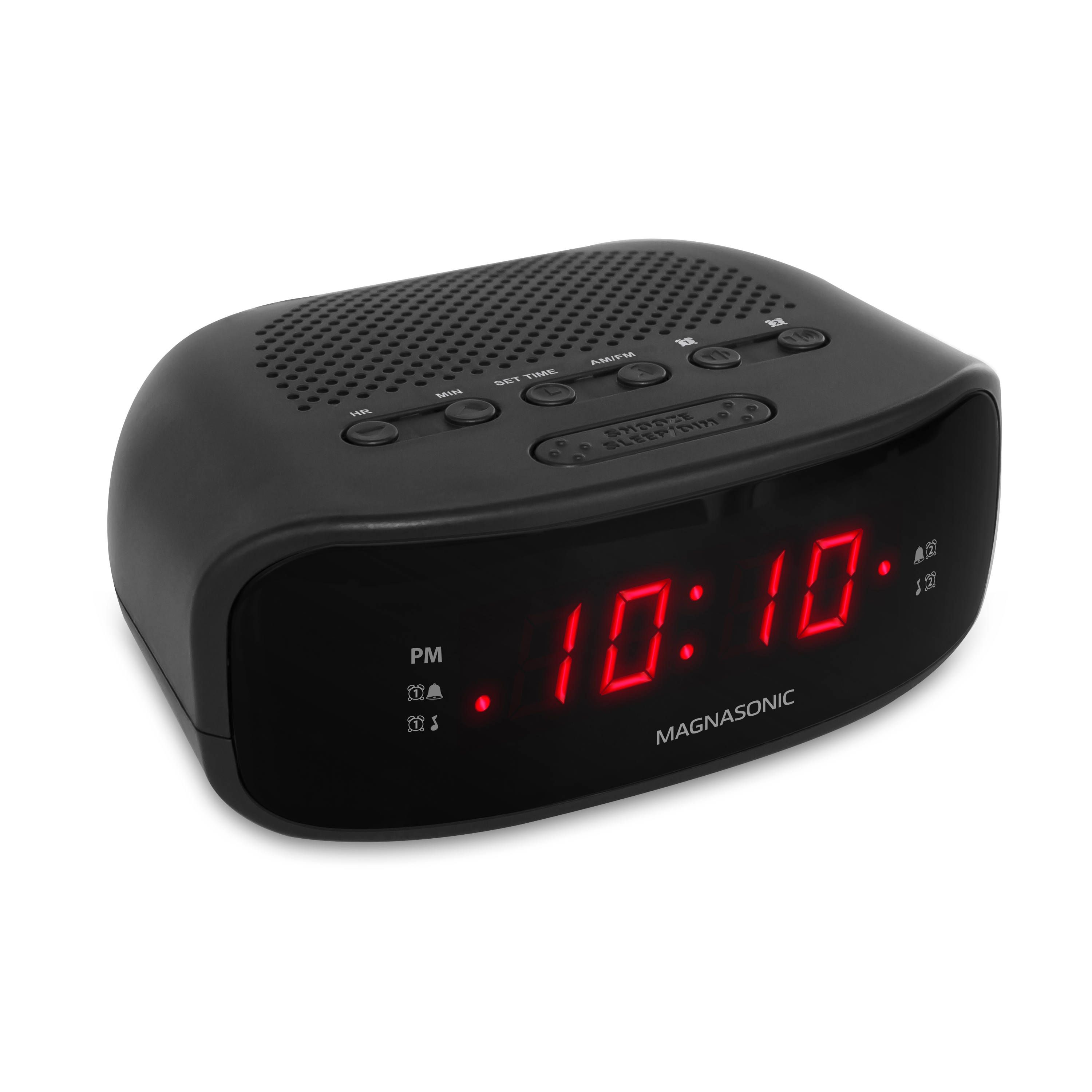 Magnasonic Digital AM/FM Clock Radio with Battery Backup, Dual Alarm, Sleep/Snooze Functions, Display Dimming - 2 Pack