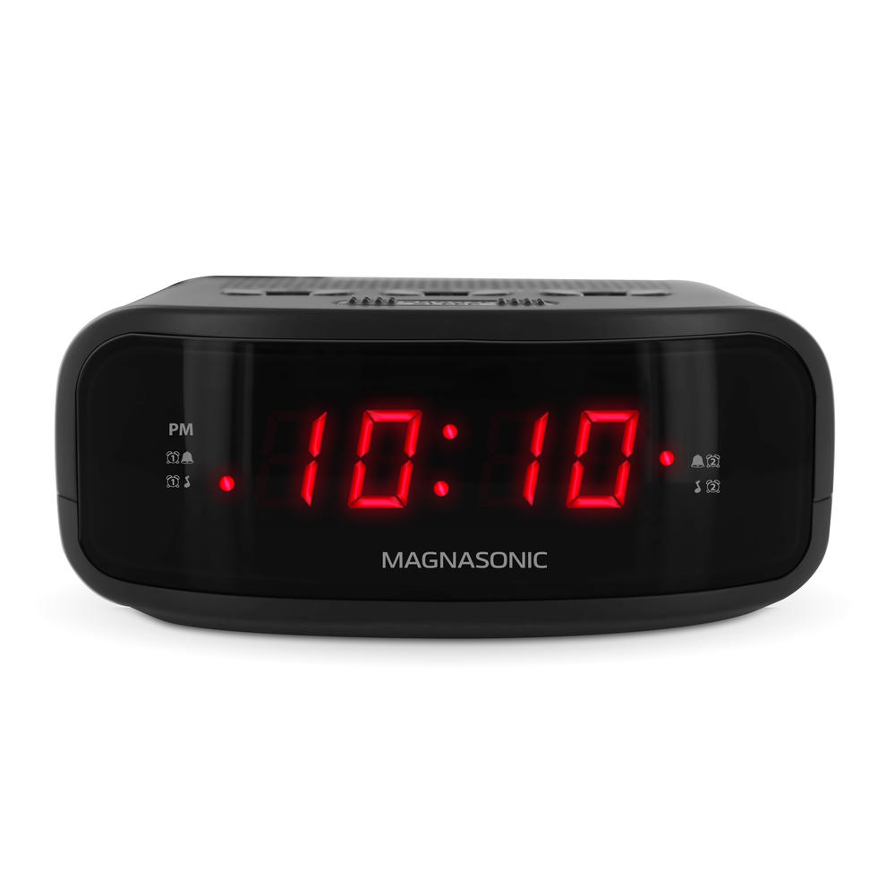 Magnasonic Digital AM/FM Clock Radio with Battery Backup, Dual Alarm, Sleep/Snooze Functions, Display Dimming - 2 Pack