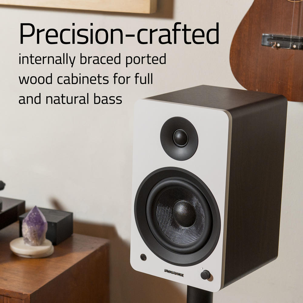 Fluance Ai61 Powered 2.0 Stereo Bookshelf Speakers with 6.5" Drivers, 90W Amplifier and High Density Foam Isolation Pads