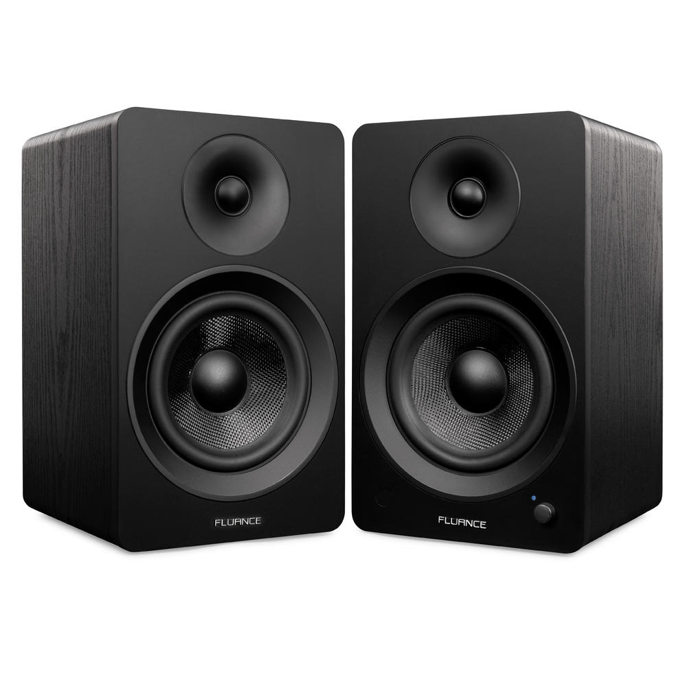 Fluance Ai61 Powered 6.5" Stereo Bookshelf Speakers, DB10 10" Powered Subwoofer, 15 ft RCA Subwoofer Cable (Black Ash)