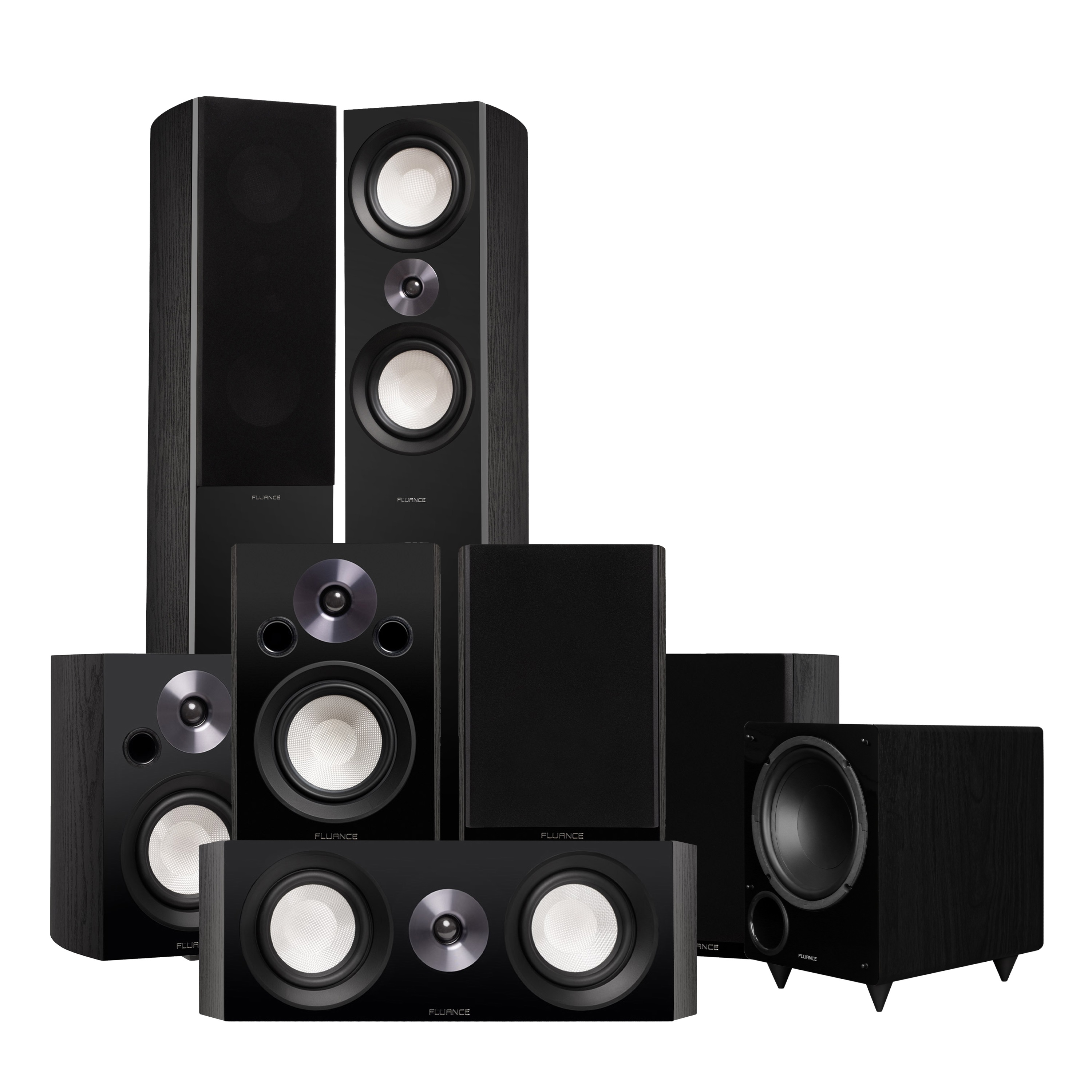 Fluance Reference Surround Sound Home Theater 7.1 Channel Speaker - Black Ash (X871BR)