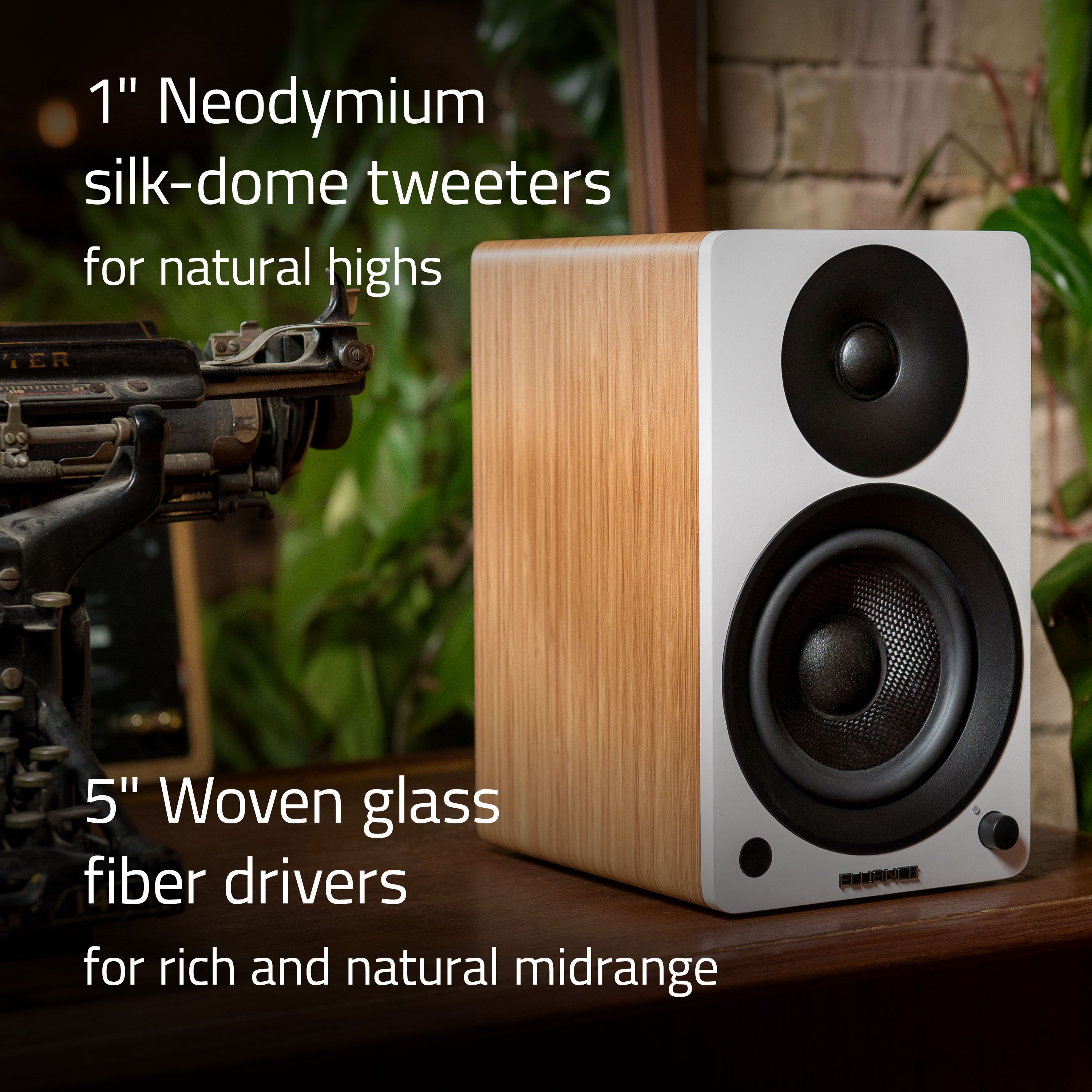 Fluance Ai41 Powered 2.0 Stereo Bookshelf Speakers with 5" Drivers, 90W Amplifier, and High Density Foam Isolation Pads