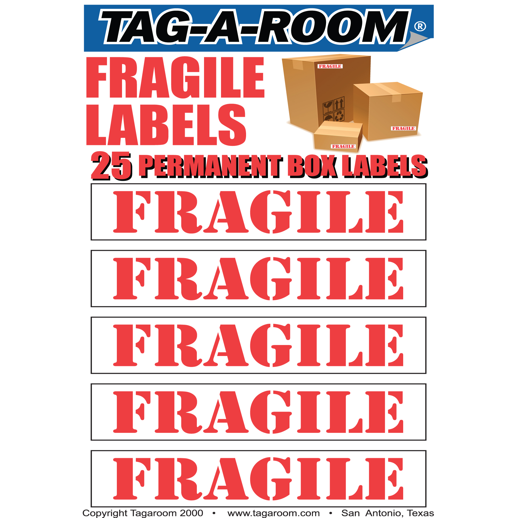 UBMOVE Red Fragile Moving Labels Identify Box Contents with 25 labels