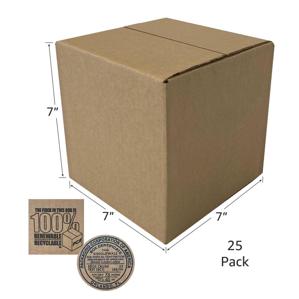 UOFFICE Corrugated Boxes 7&quot; x 7&quot; x 7&quot; Cube Shipping Mailing Box Cartons