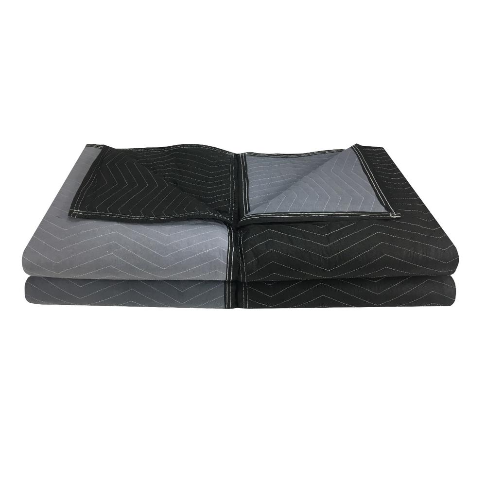 uBoxes Black and Gray Extra Performance Cotton Poly Woven Blankets 75lbs/doz (4 Pack)