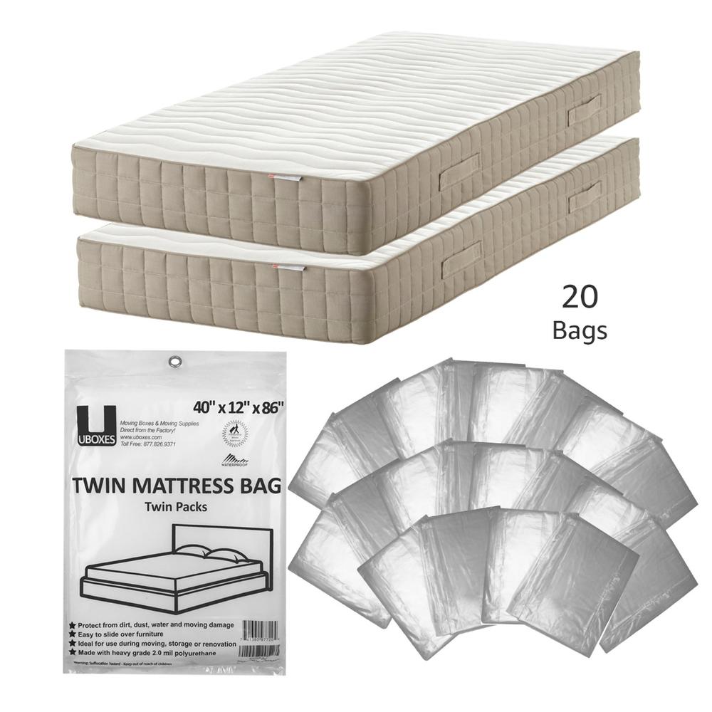 UBMOVE Twin Size Mattress Bags 40x12x86" Poly Protective Covers 20 Pack