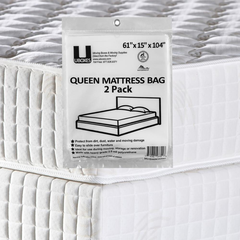 UBMOVE 2 Mil Queen Mattress Bag 61 x 15 x 104&quot;, 2 Pack