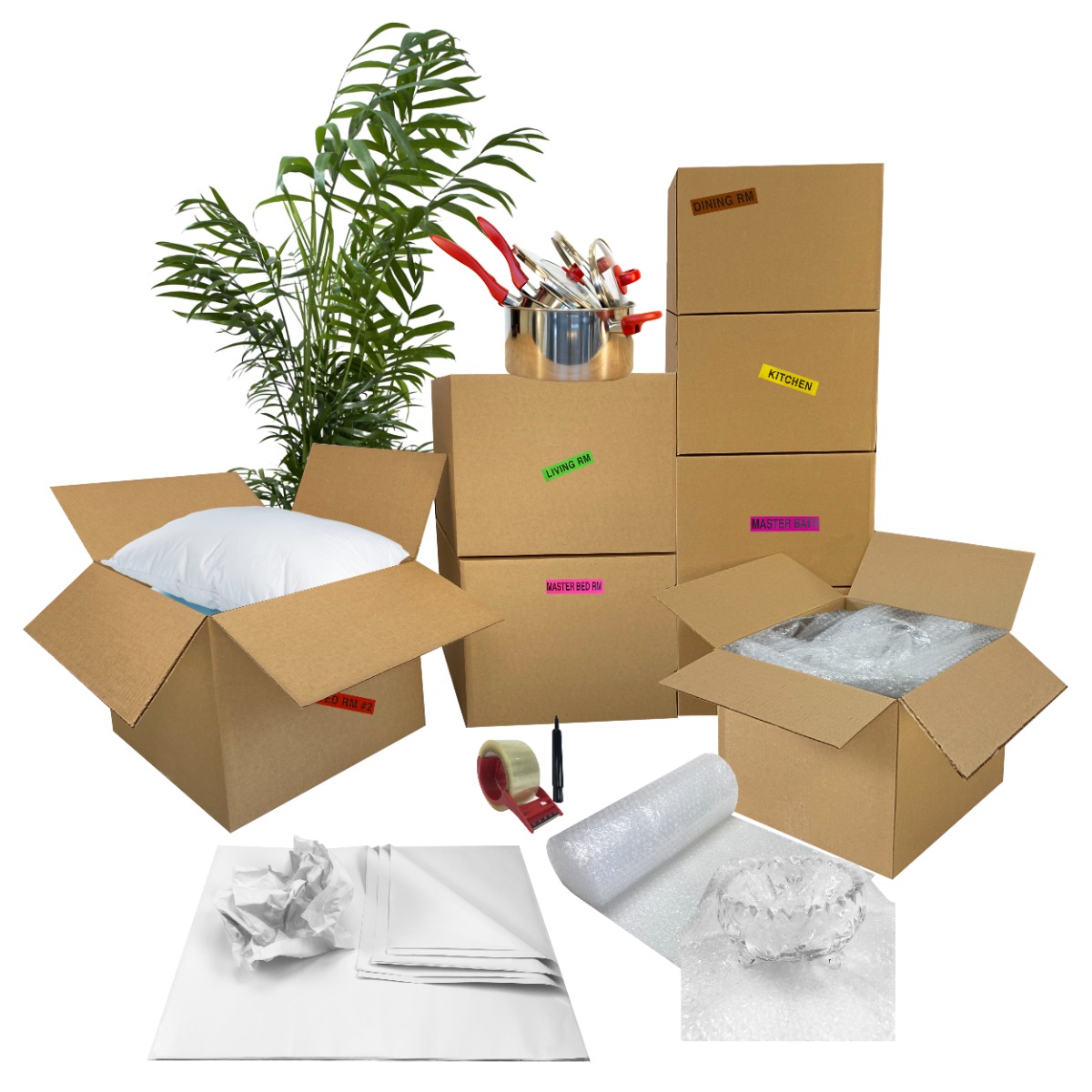 UBMOVE Smart Moving Bigger Boxes (4 Room) 44 Moving Boxes &amp; Packing Supplies