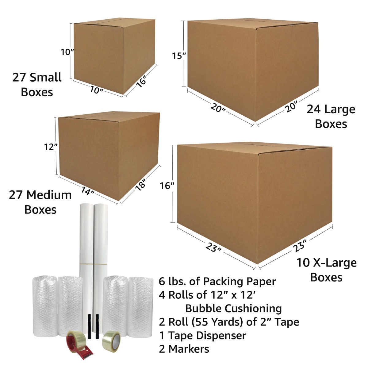 UBMOVE 7 Room Basic Moving Kit 88 Moving Boxes, &amp; Moving Supplies