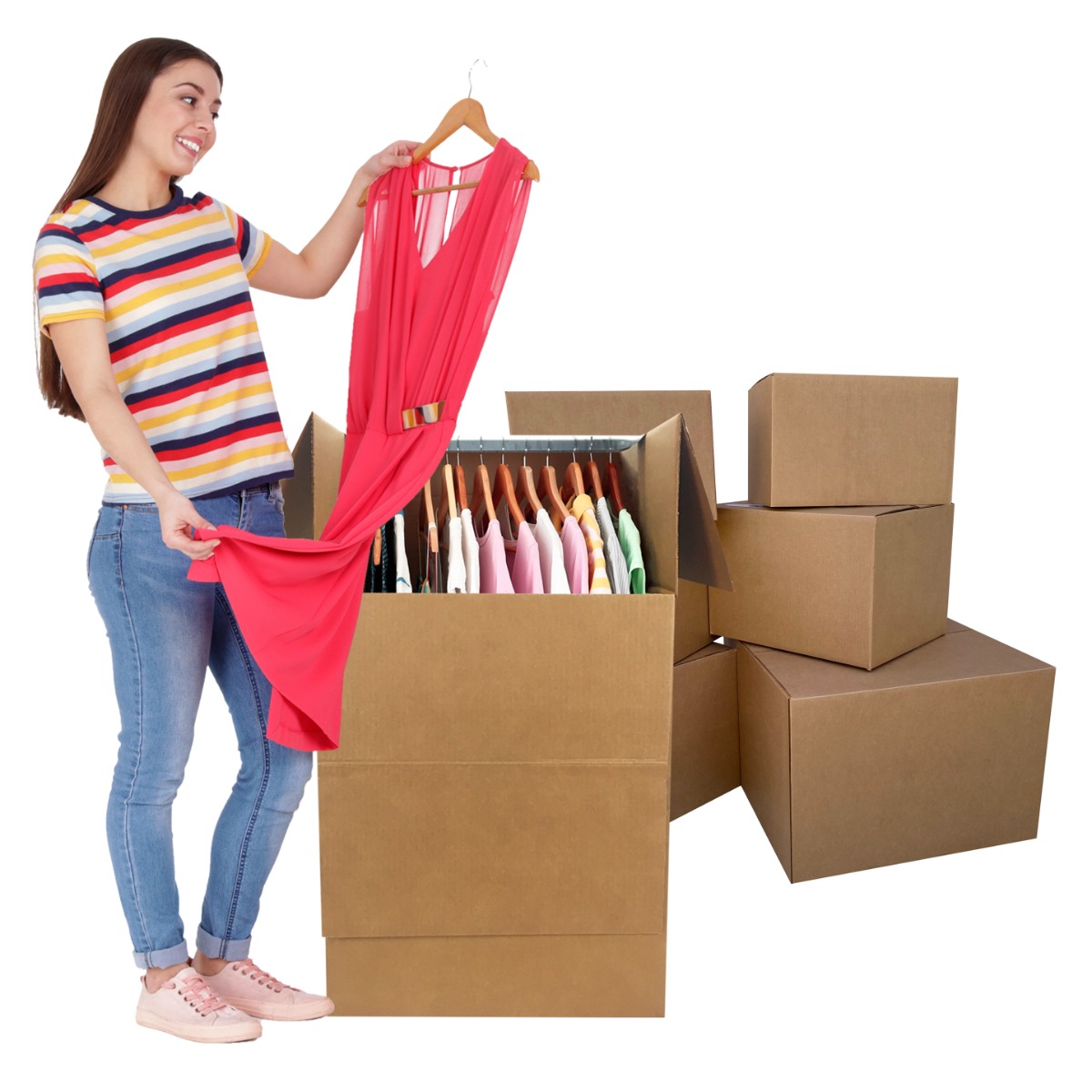 UBMOVE Wardrobe Moving Kit #5 Medium, Large, XL 52 Boxes 3 Shorty Wardrobes &amp; Moving Supplies