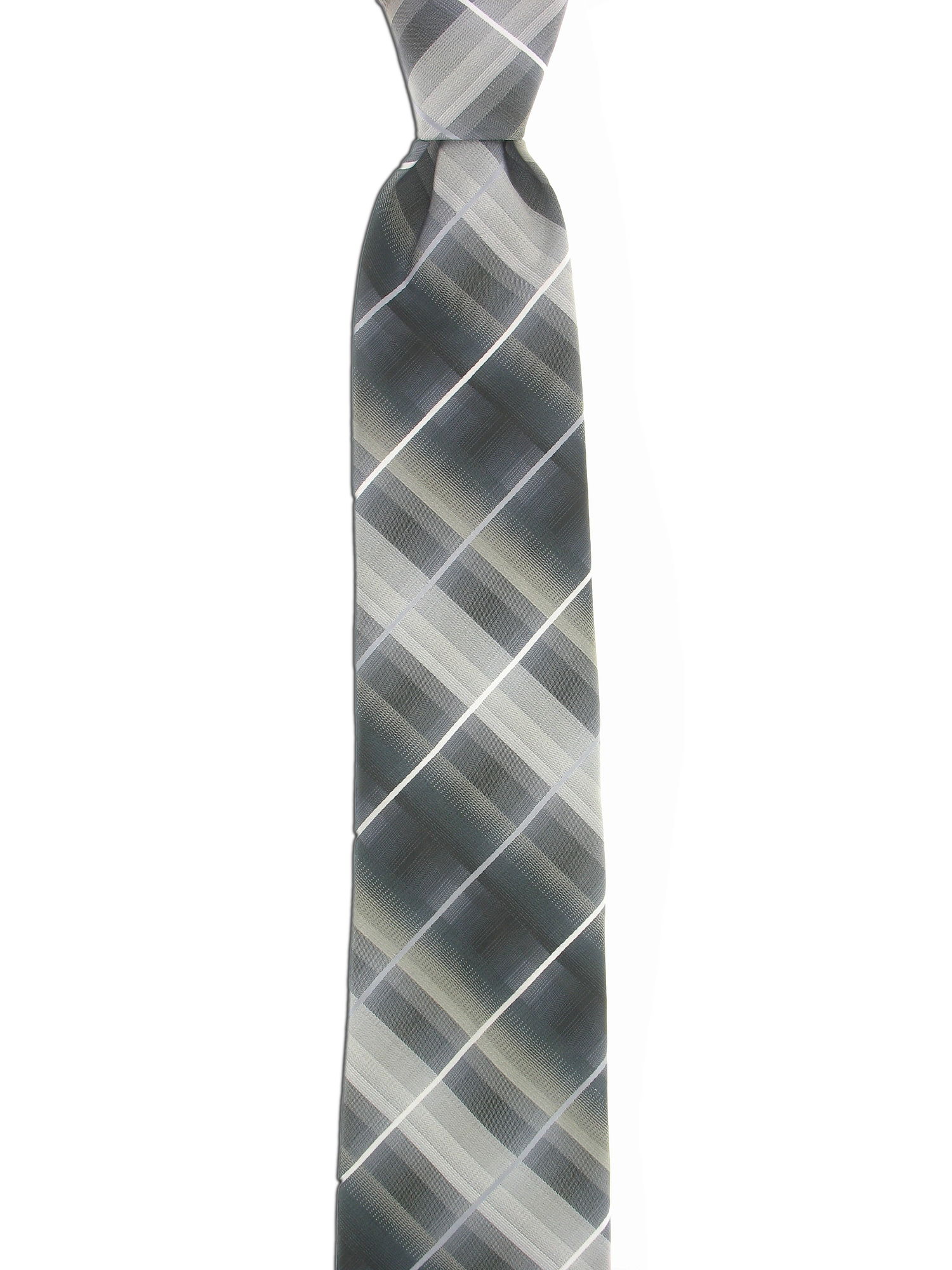 John Ashford Men's Black & Gray Plaid Tie