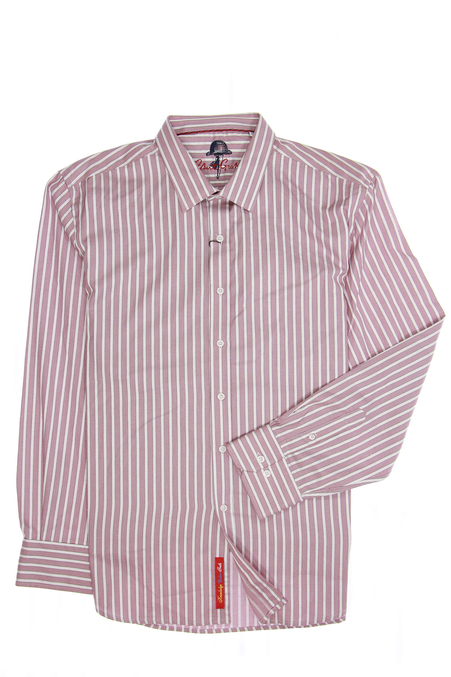 Robert Graham 'Puddle Dock' Mens Burgundy Striped Button Down Shirt