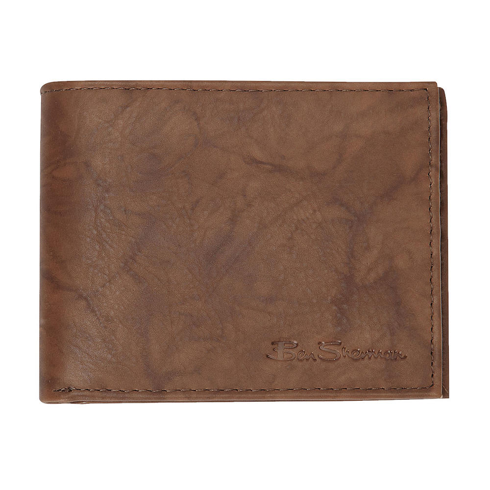 Ben Sherman 'Manchester' Men's Brown Genuine Leather | ID Holder | Bi-Fold Wallet
