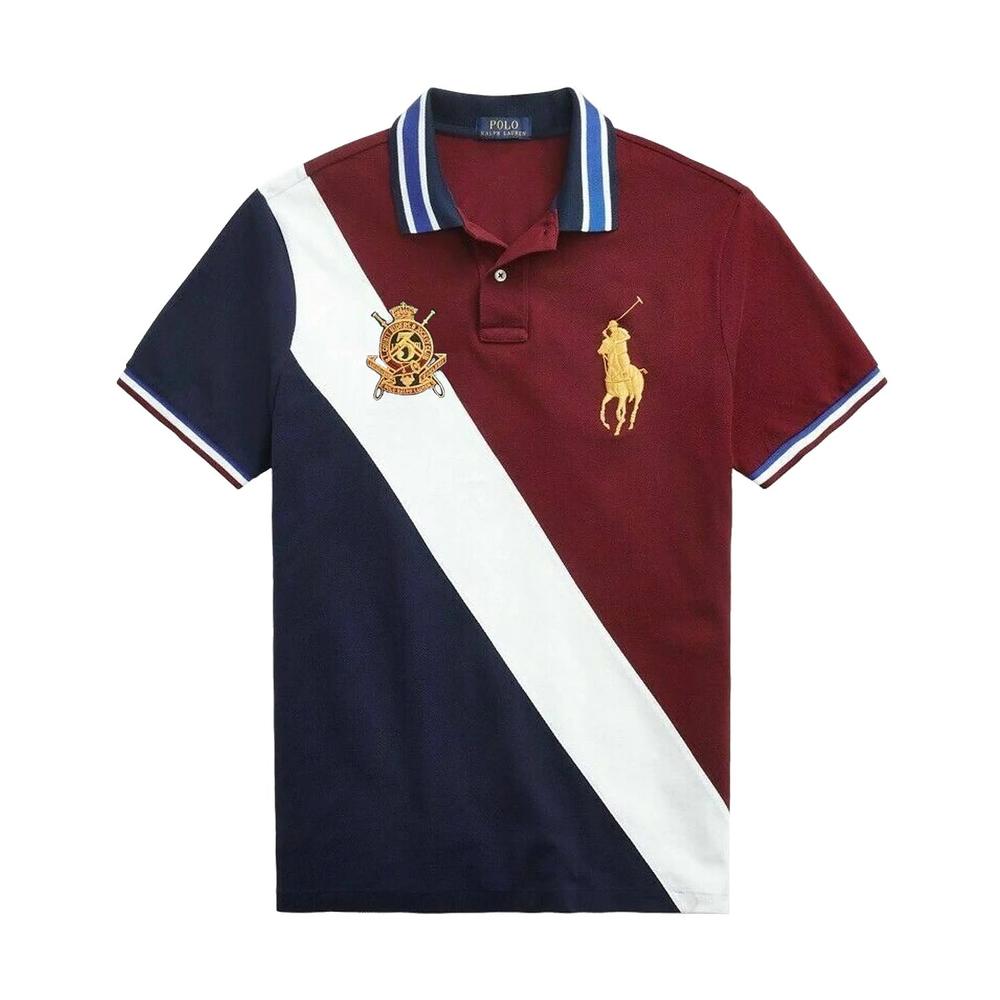 Polo Ralph Lauren Mens Blue/White/Burgundy Classic Fit Polo Shirt $98