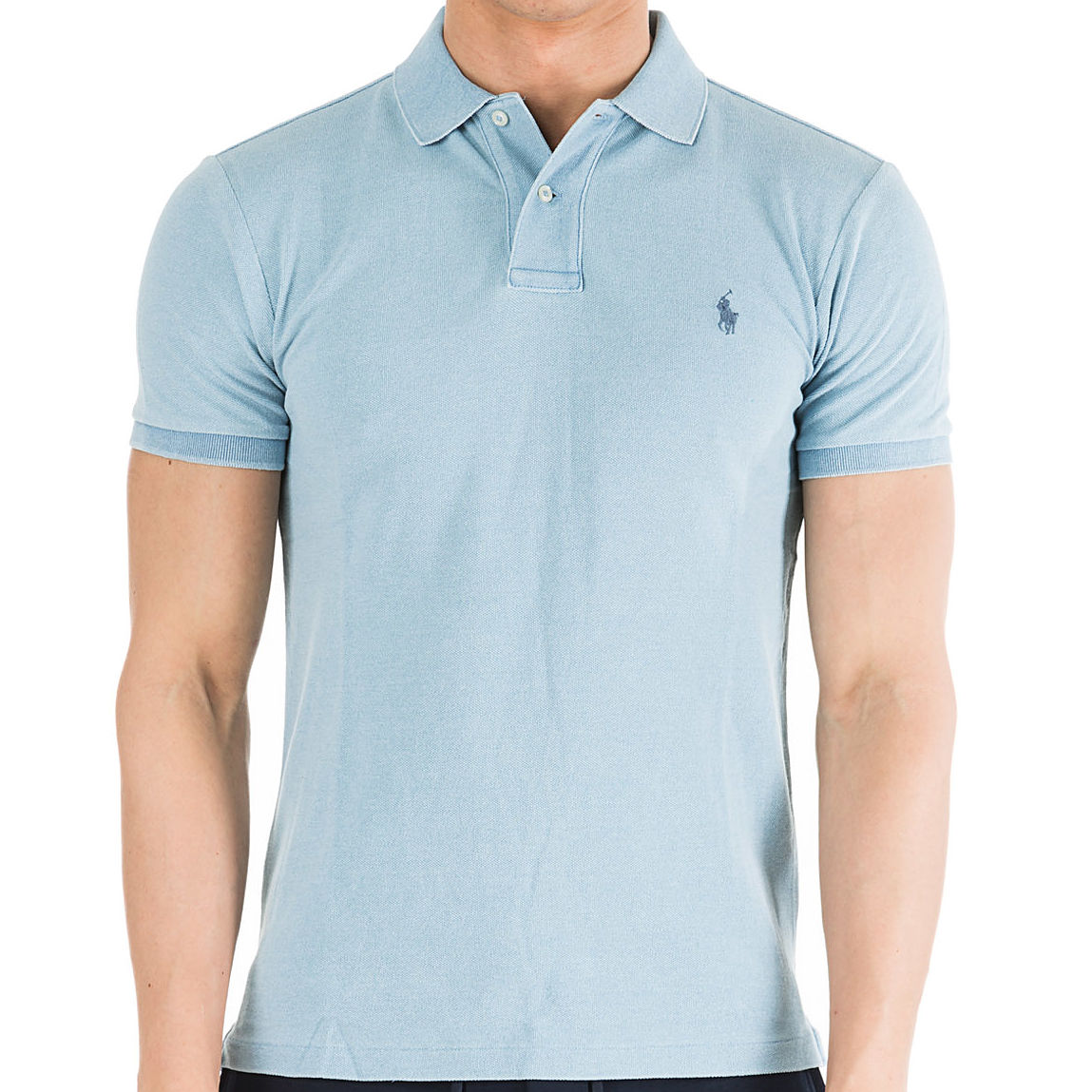 Ralph Lauren POLO by Ralph Lauren Mens Light Blue Cotton Slim Fit Polo Shirt $98