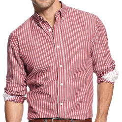 Club Room Mens Gala Grape Striped Casual Oxford Cotton Button Down Shirt $49