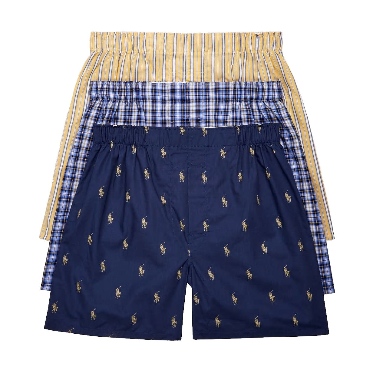 Ralph Lauren Polo Ralph Lauren Mens Navy/Yellow/Blue Classic Fit Woven Cotton Boxers $42
