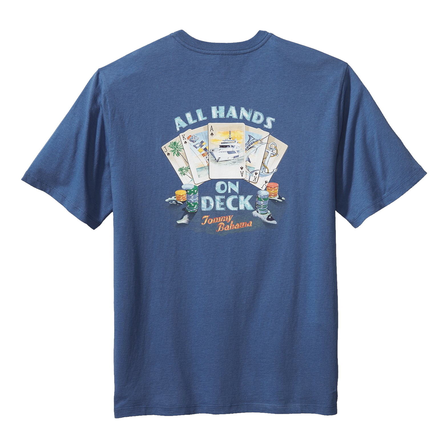 Tommy Bahama Mens Blue All Hands On Deck Graphic Cotton Crew T-Shirt $50