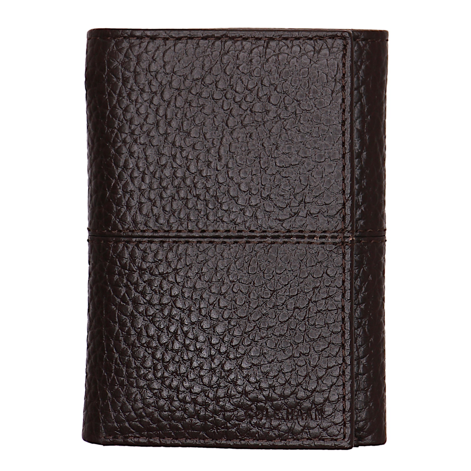 Cole Haan Men's Chocolate Slim Pebbled Leather Tri-Fold Trifold Wallet $88