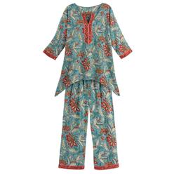 FLORIANA Women's Floral Summer Pajamas Set 3/4 Sleeve Top Capri Pants,