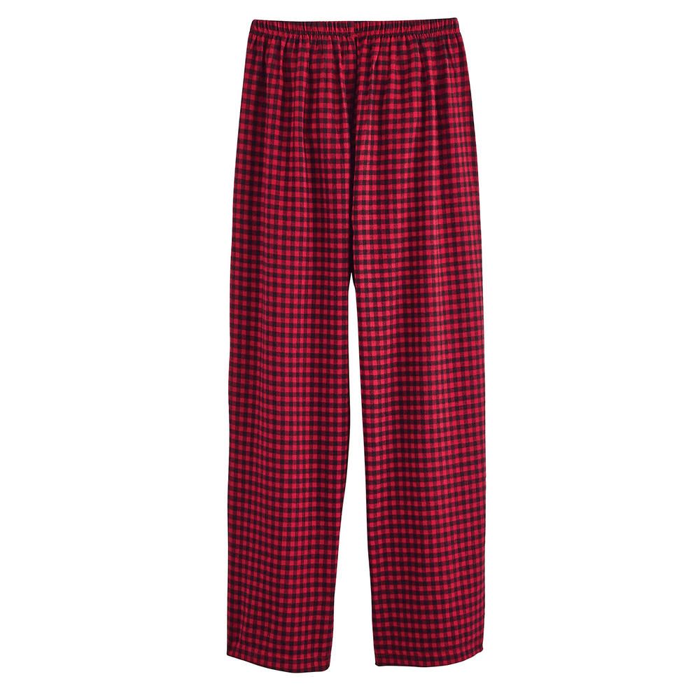 METROPOLITAN MANUFACTURING Women's Flannel Pajama Set - Red Henley Top, Buffalo Plaid Pants