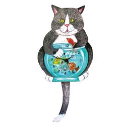 LAUGHING MOON LLC Cat And Fishbowl Clock