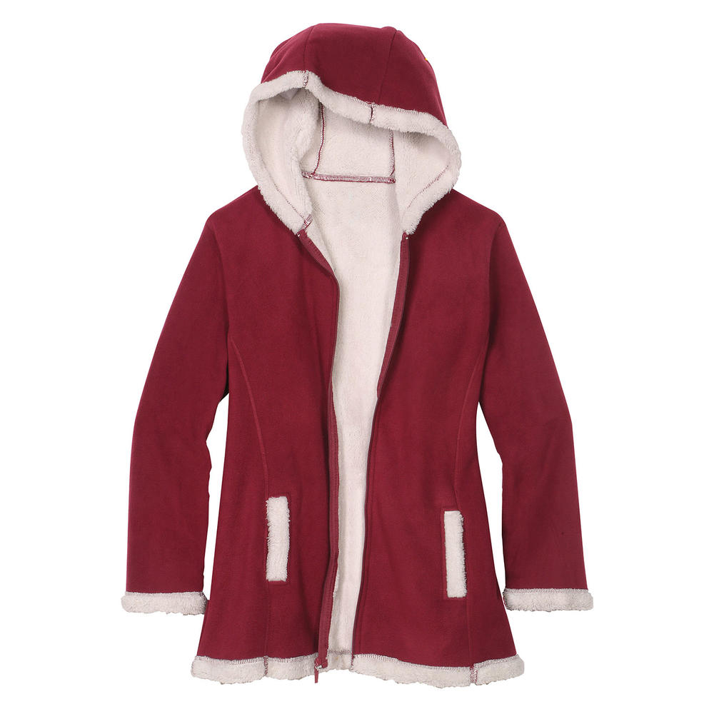 TOTES Womens Fleece Zip Up Jacket Hooded Sherpa Lined Fleece Coat