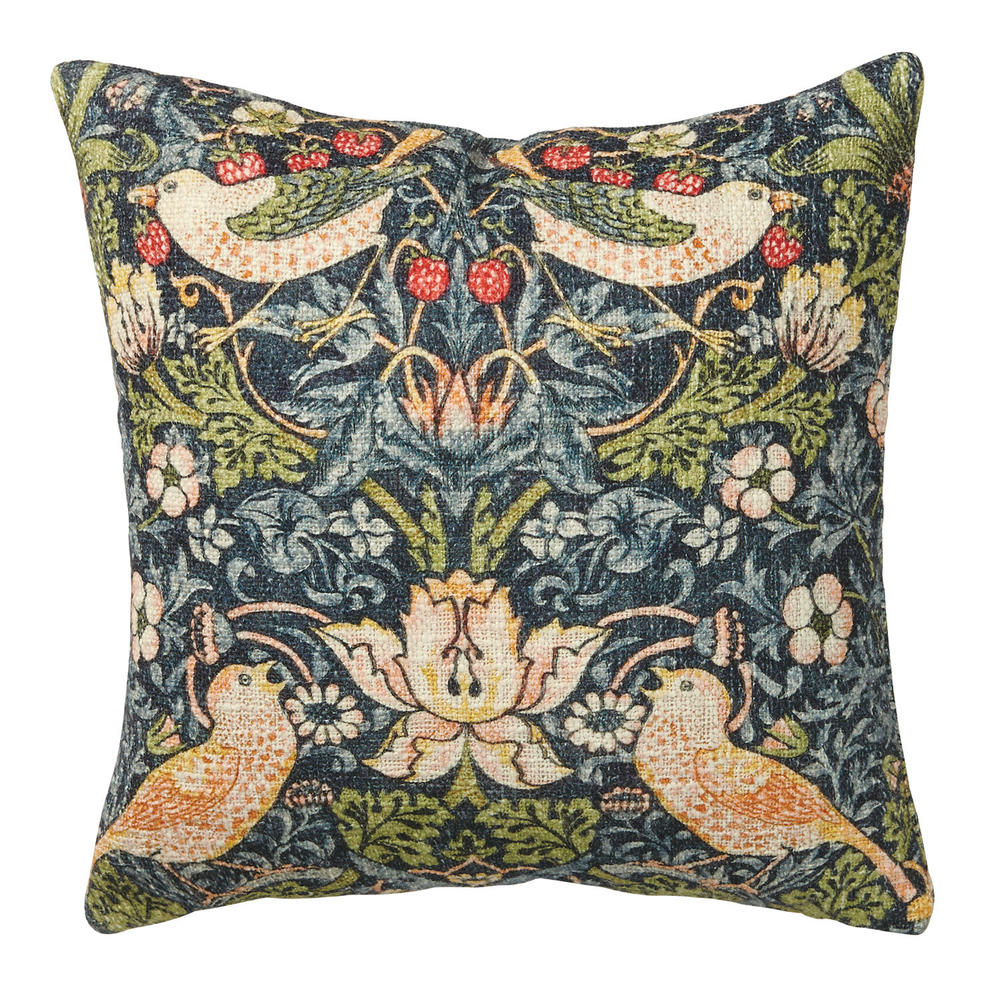 ART & ARTIFACT Strawberry Thief Pillow - William Morris Print Throw Pillow, Square