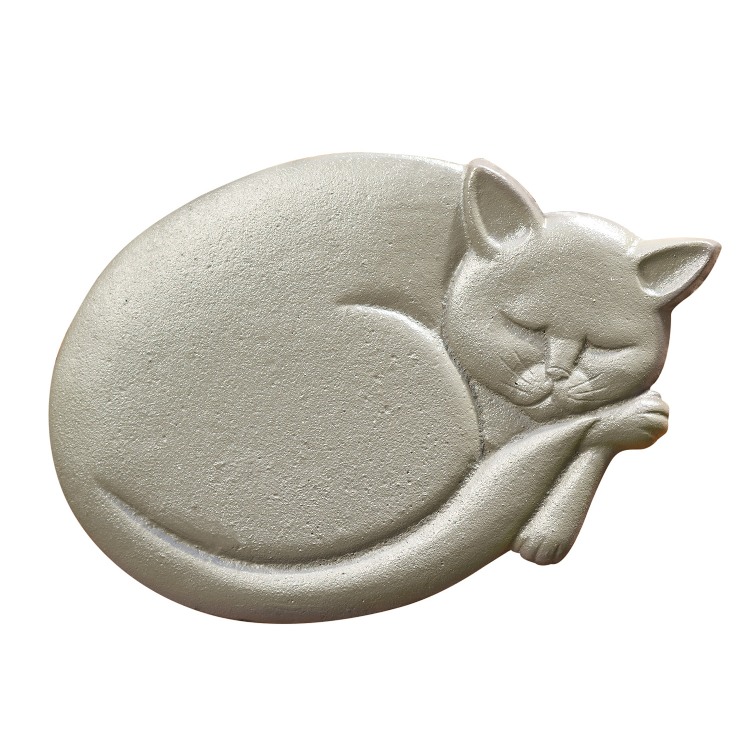 Art & Artifact Cat Stepping Stone, Cast Iron Sleeping Cat, Gray Finish