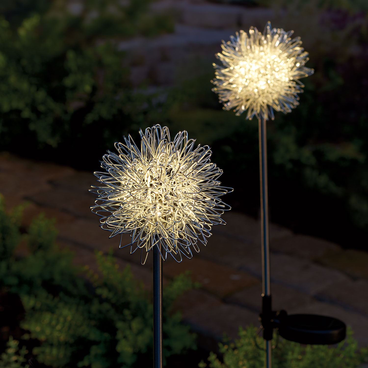 ART & ARTIFACT Dandelion Garden Stakes - Set of 2 LED Solar Flower Lights