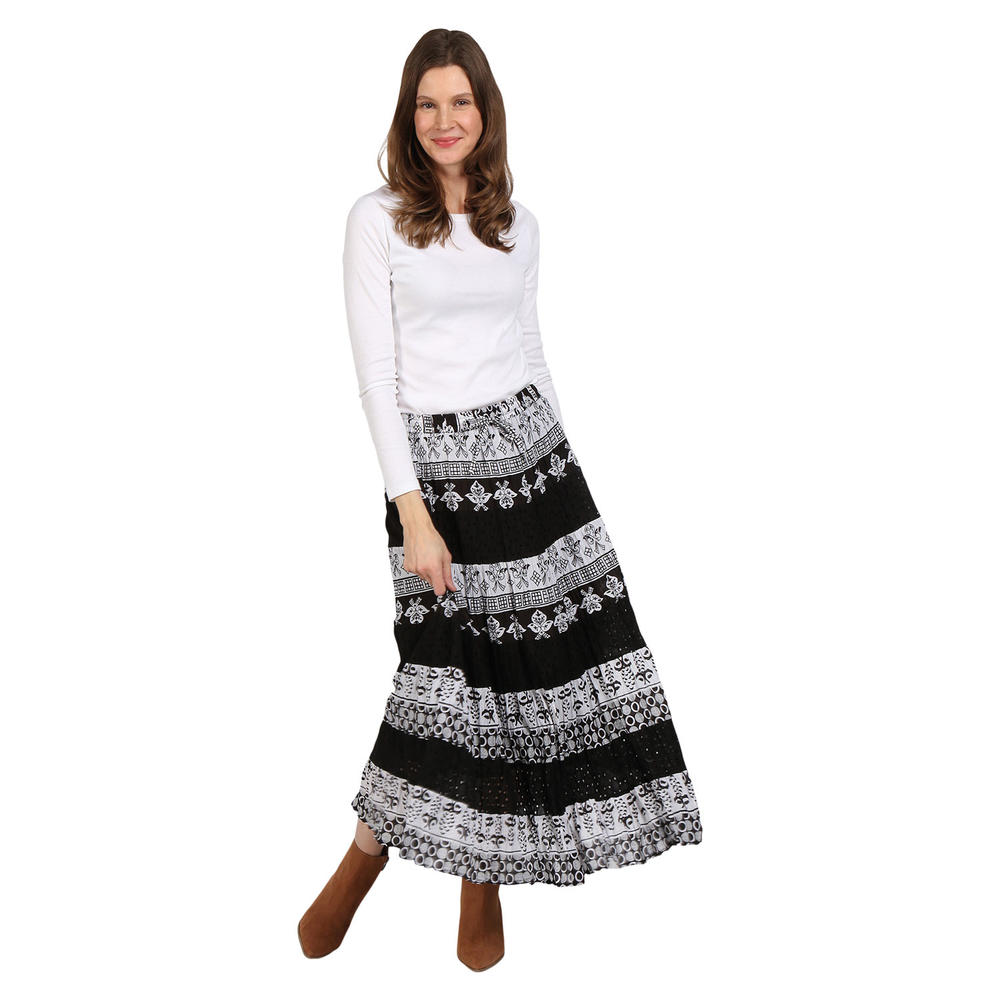 CATALOG CLASSICS Womens Boho Skirt Tiered Long Floral Maxi Skirt by CATALOG CLASSICS