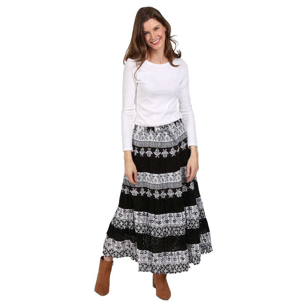 CATALOG CLASSICS Womens Boho Skirt Tiered Long Floral Maxi Skirt by CATALOG CLASSICS
