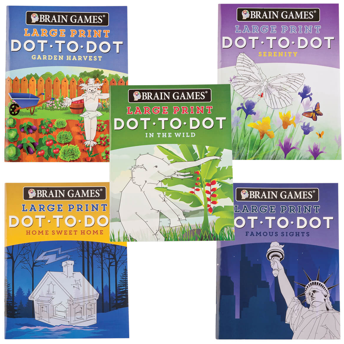 Bigbolo Brain Games Large Print Dot To Dot Puzzle Books Set Of 5