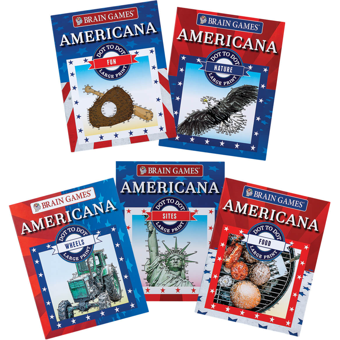 Bigbolo Brain Games Large Print Americana Dot To Dot Set Of 5