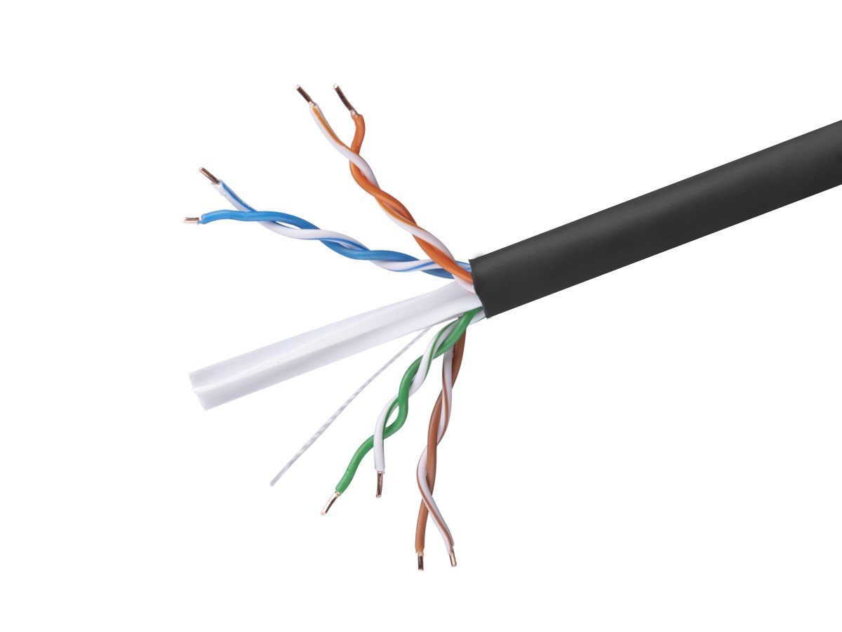Bigbolo 1000FT 23AWG Cat6 500MHz UTP Solid  Riser Rated (CMR)  Bulk Ethernet Bare Copper Cable - Black
