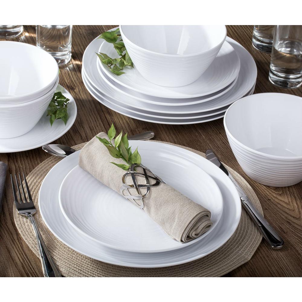 Parhoma White Melamine Home Dinnerware Set, 12-Piece Service for 4