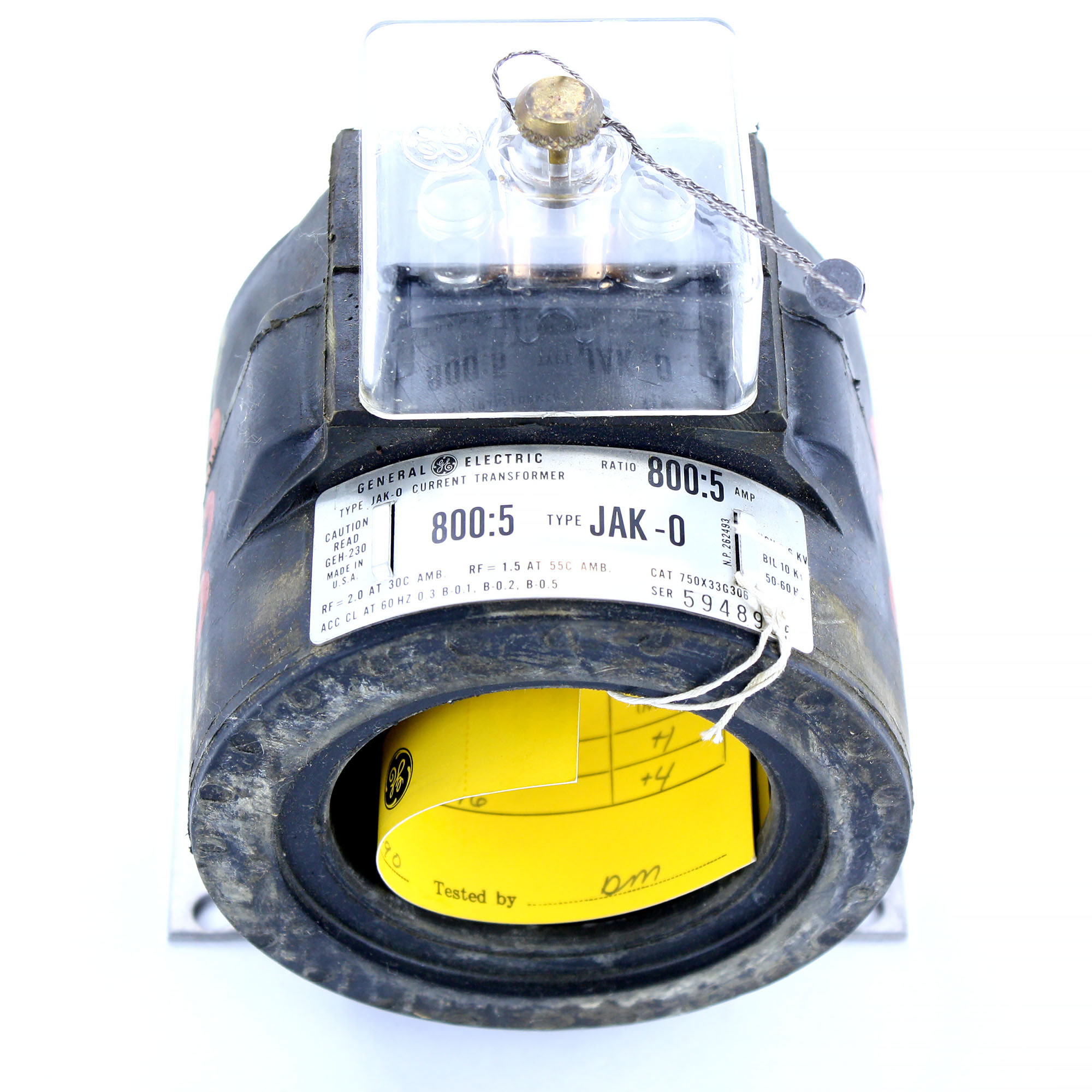 General Electric, Inc. GE 750X33G306 TYPE JAK-0 800:5 AMP CURRENT TRANSFORMER, CT, INSTRUMENT