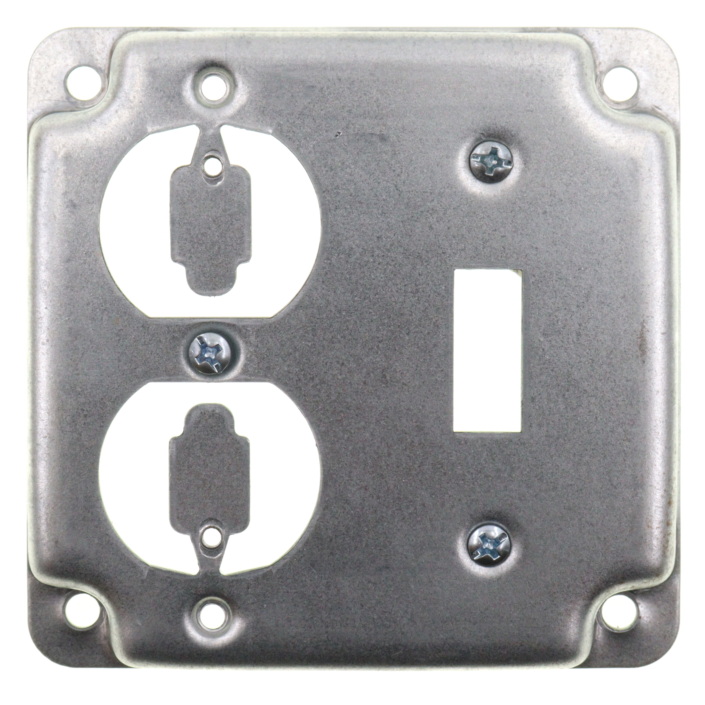 steel city 2-gang 4 in. rs duplex/toggle switch square box cover - silver