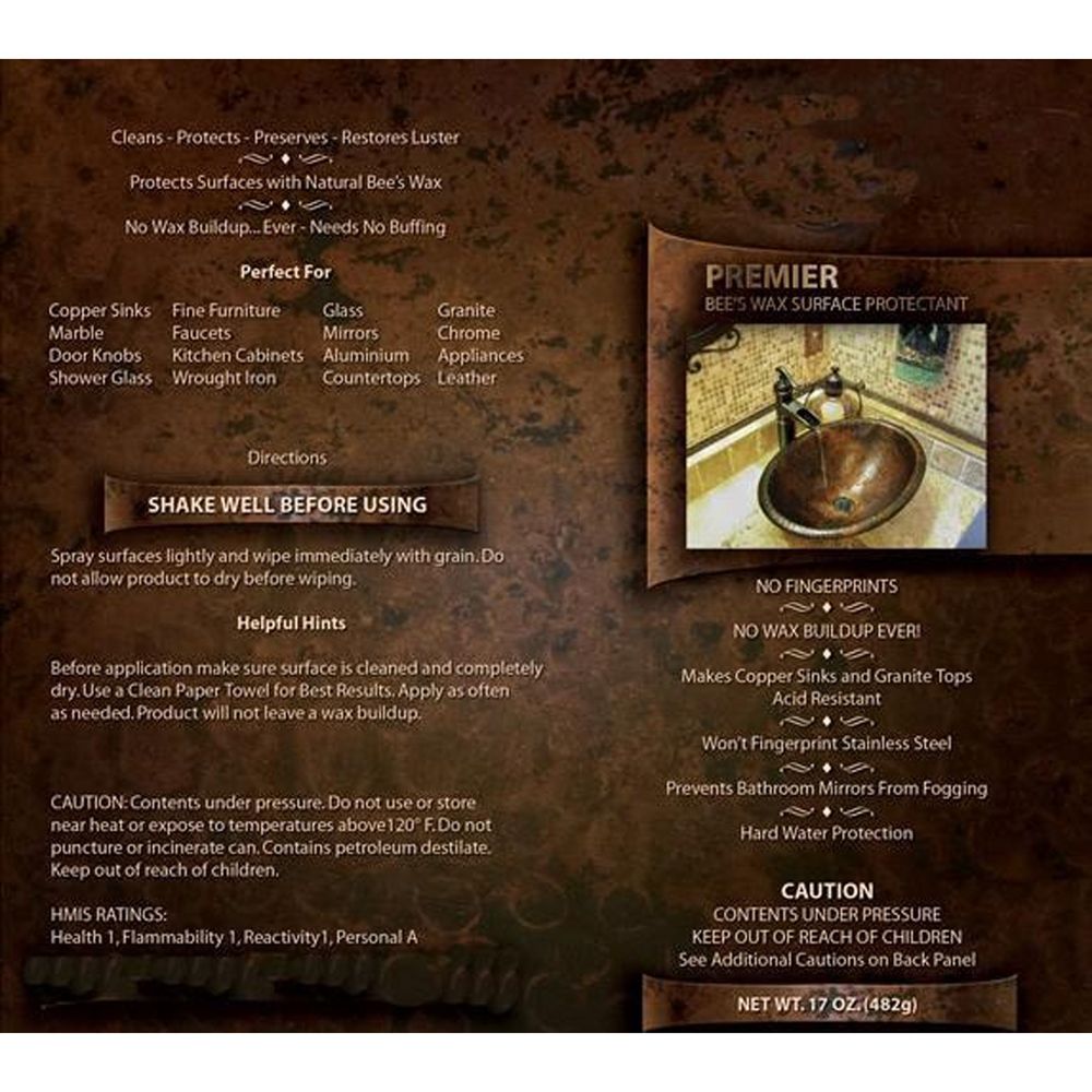 Premier Copper Products W900-WAX Copper Sink Wax and Cleaner