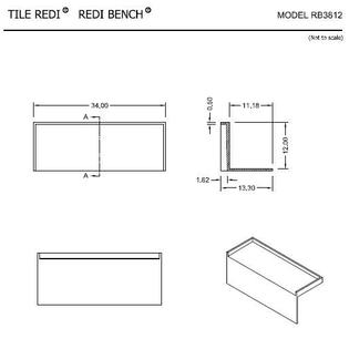 Tile Redi Rb3812 Kit Shower Bench 34 L X 12 D X 12 H For 38 D