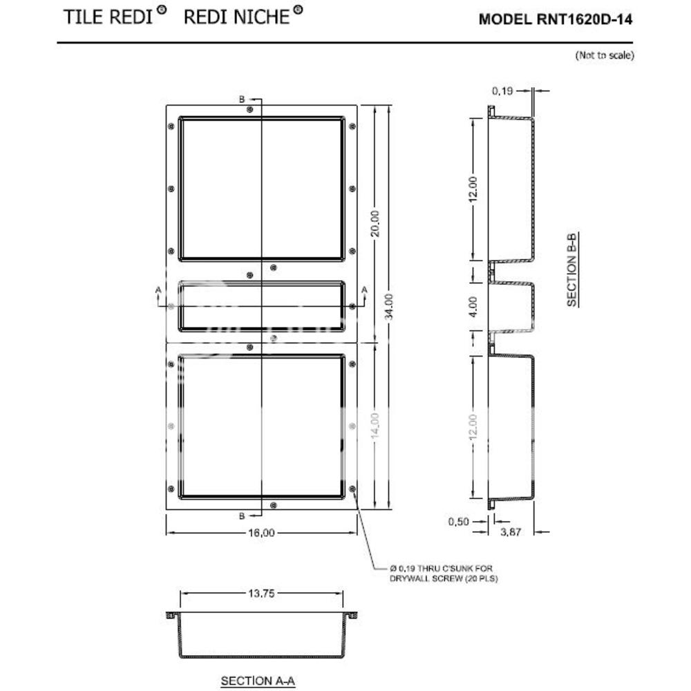 Tile Redi RNT1620D-14 Triple Niche Set - Recessed Shower Shelves