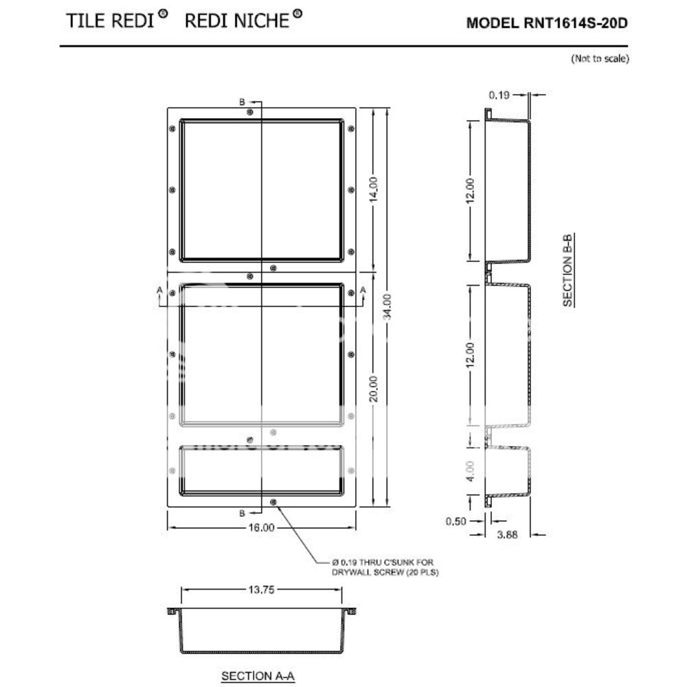 Tile Redi RNT1614S-20D Triple Niche Set - Recessed Shower Shelves