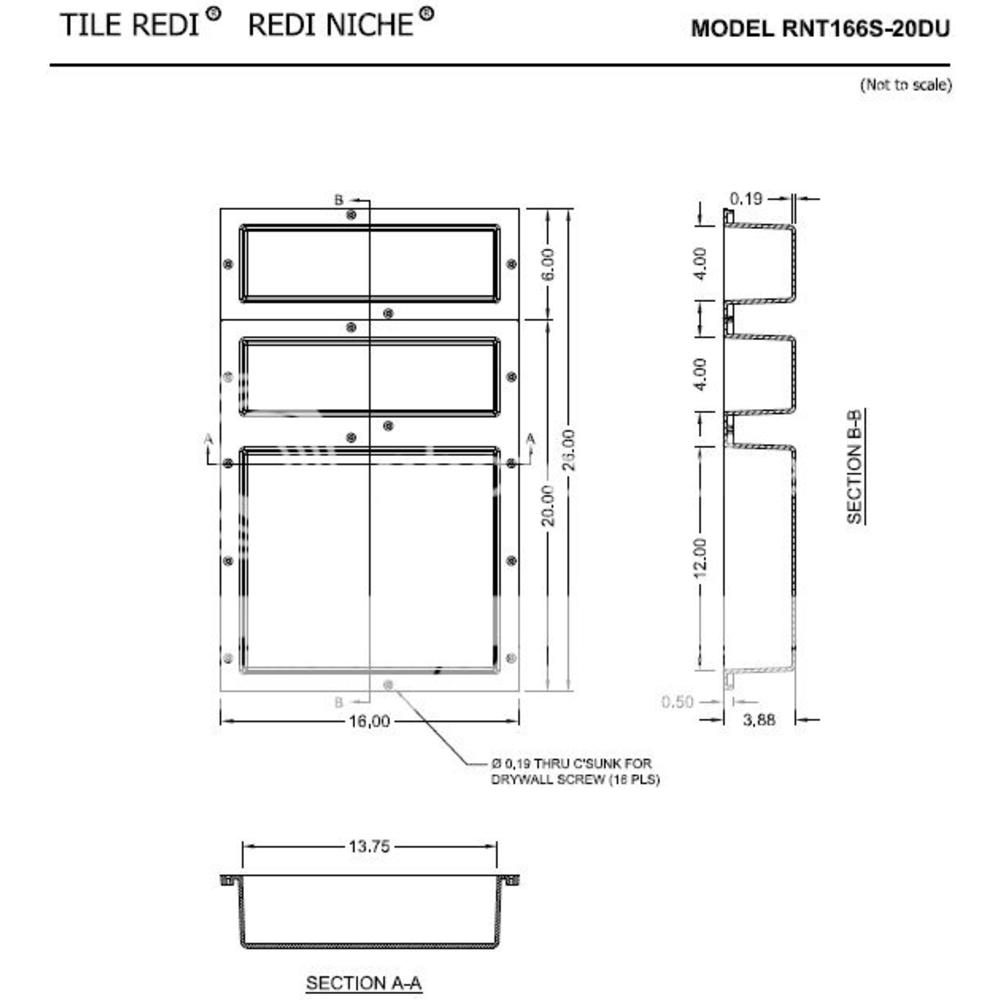 Tile Redi RNT166S-20DU Triple Niche Set - Recessed Shower Shelves