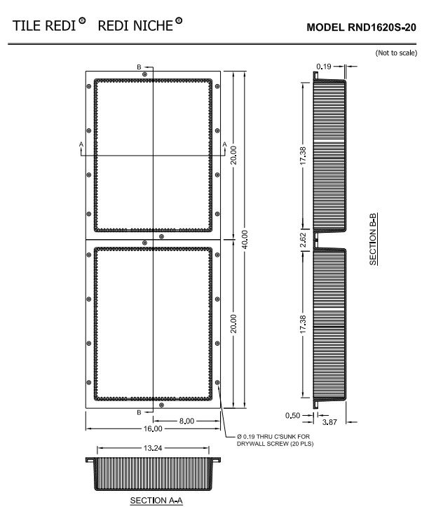Tile Redi RND1620S-20 Double Niche Set - Recessed Shower Shelves