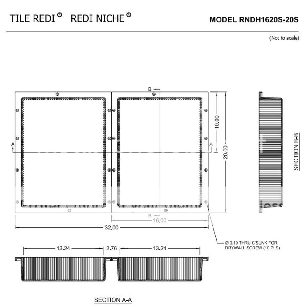 Tile Redi RNDH1620S-20S Double Niche Set - Recessed Shower Shelves