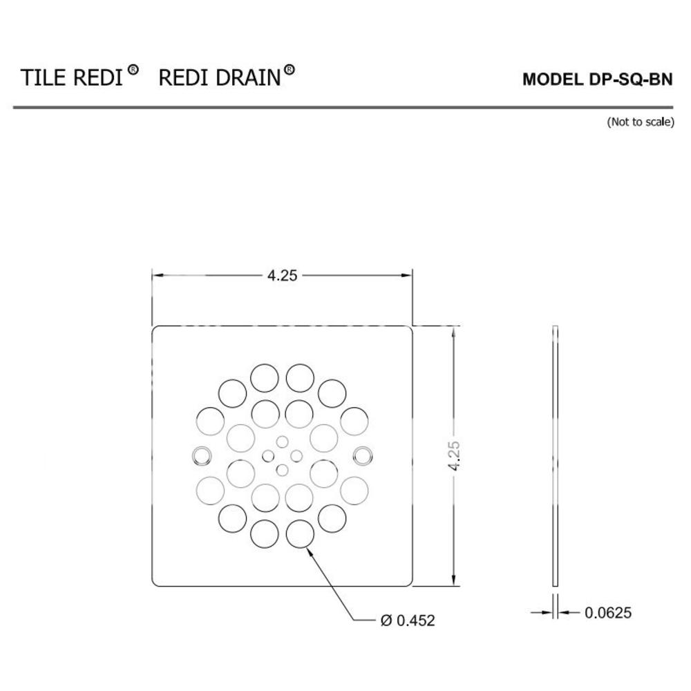 Tile Redi DP-SQ-BN 4.25" Square Shower Drain Cover - Brushed Nickel
