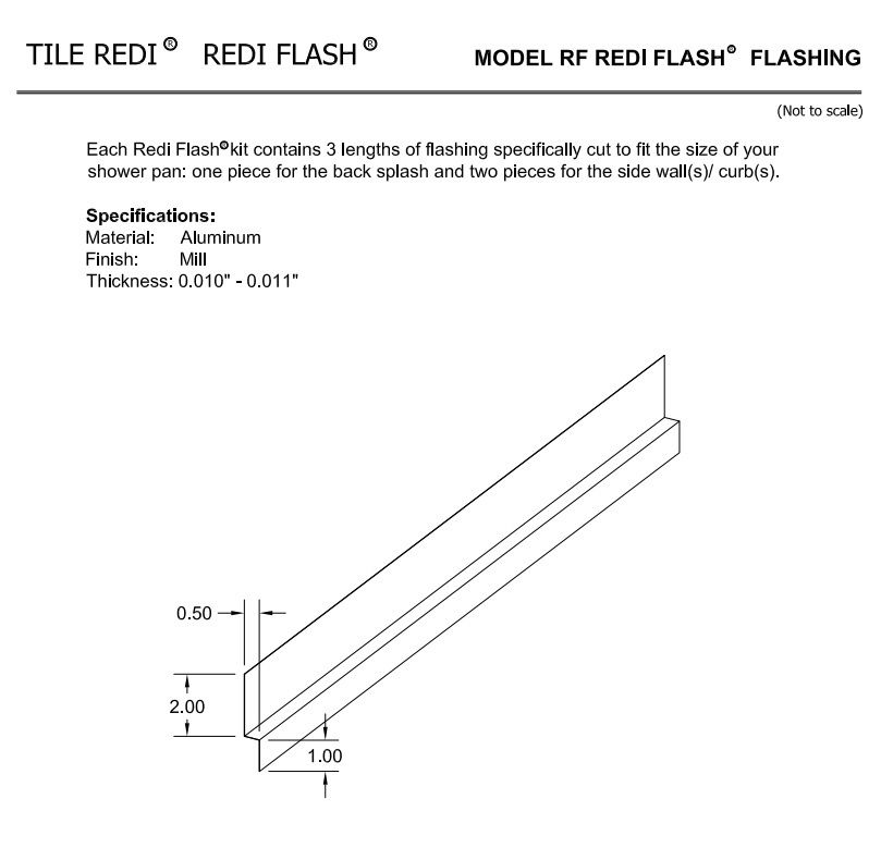 Tile Redi TRZF3160-BI Z Flashing Kit  Fits 31-Inch Depth by 60-Inch Width Shower Base
