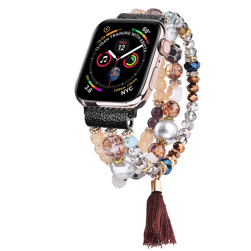 Worryfree Gadgets Bangle Style Fashion Band/Apple Watch Band/Apple Watch Strap for Apple Watch 41/40/38mm Beaded iWatch